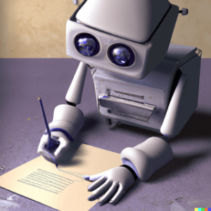 KI generiertes Bild eines schreibenden Roboters